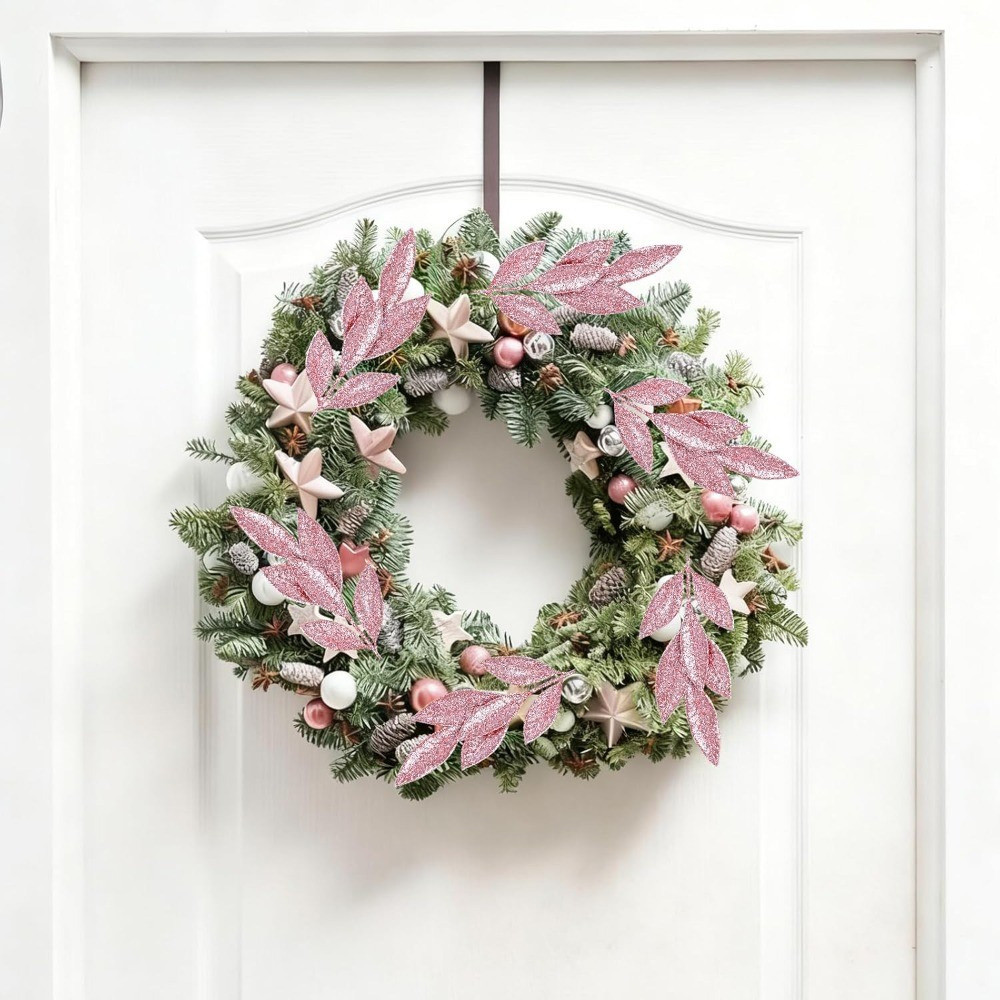 3/12Pcs Pink Glitter Leaf Pick - Florist Supply Bulk 评论和价格